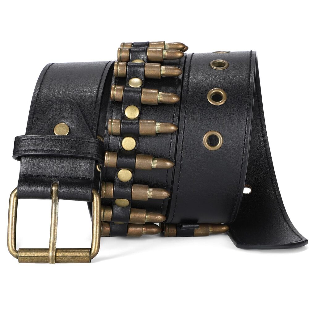9138 Rivet Belts Black Studded Gothic Belt Punk Belt with Metel Buckle